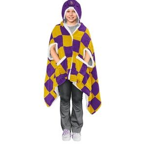 NWOT Minnesota Vikings Pegasus Youth 40" x 66" Checkered Sherpa Bloncho Hoodie